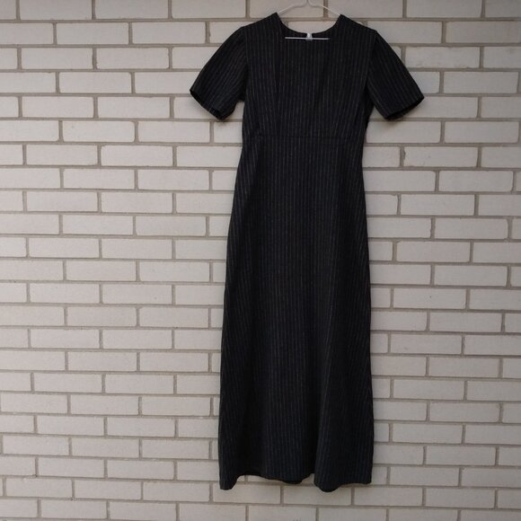 Amish Mennonite Cape Dress 34" Bust 29" Waist Handmade Gray Wool Pinstripe - Picture 3 of 10